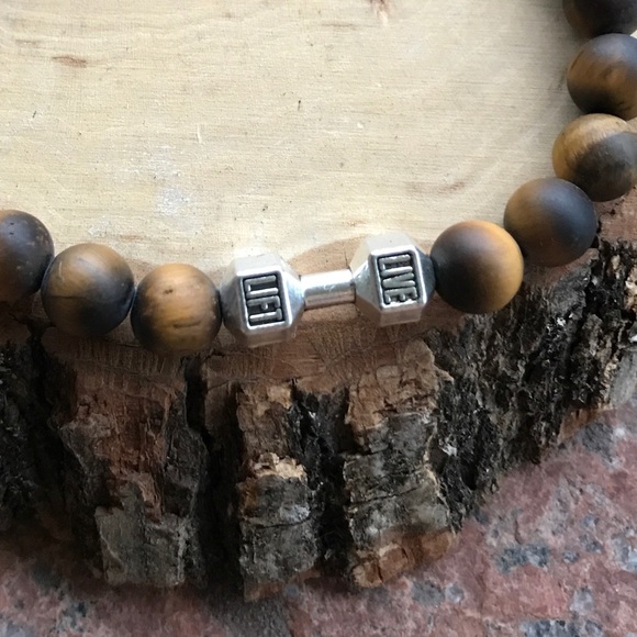 Genuine matte golden tiger eye barbell - Picture 4 of 7